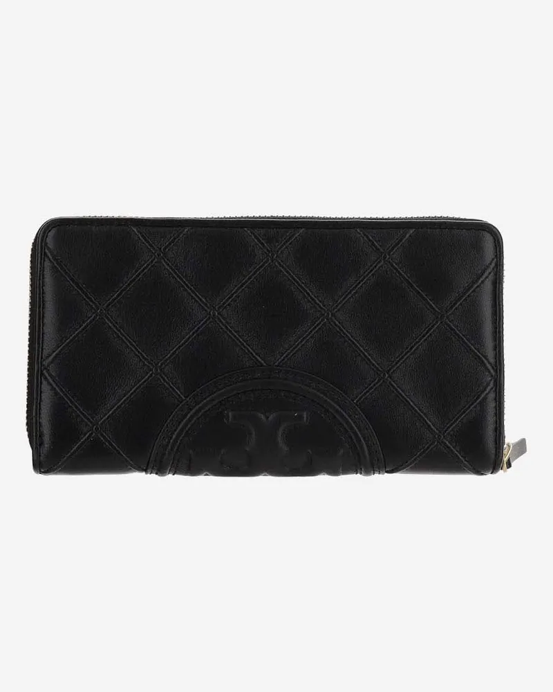 Tory Burch Continental Fleming Leder Brieftasche Schwarz