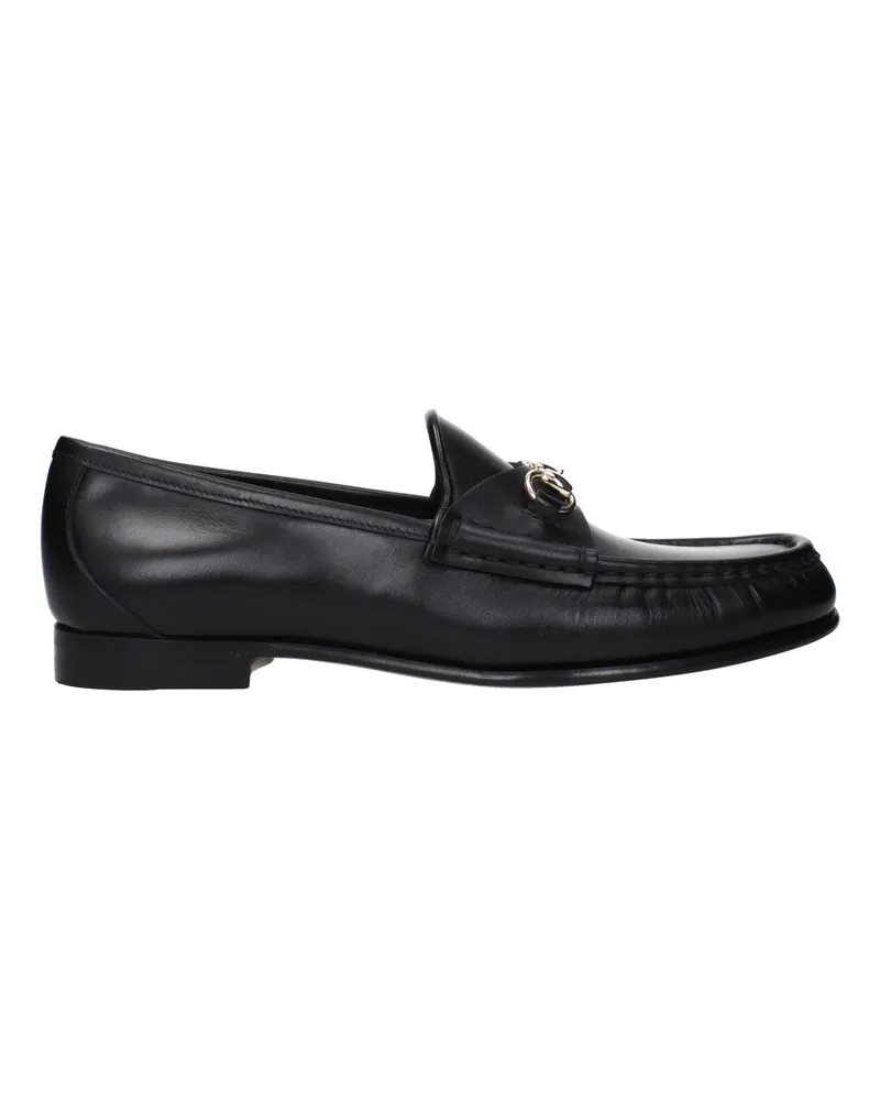 Gucci Mokassins und Frauen schwarzes Leder -