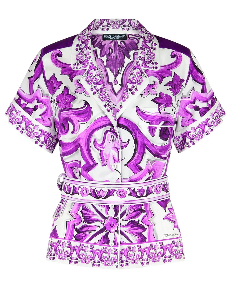 Dolce & Gabbana majolica drucken Seiden -Twill -Hemd Violet