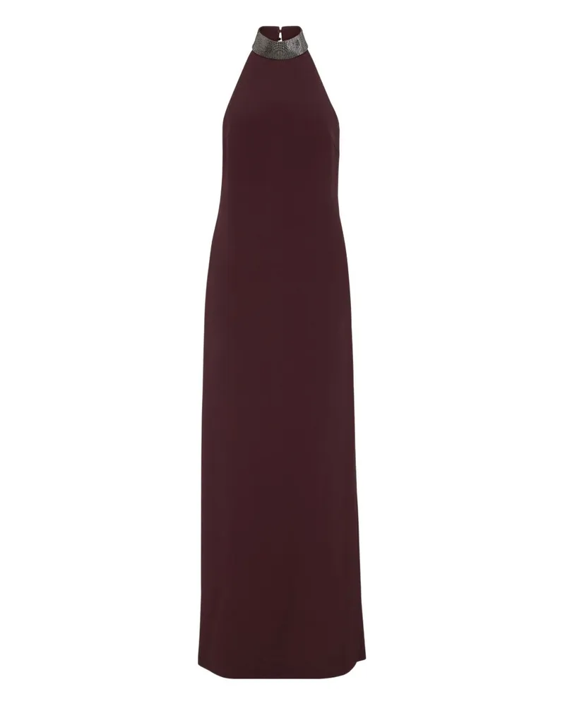 Brunello Cucinelli Seidenmischung Maxi Kleid Bordeaux