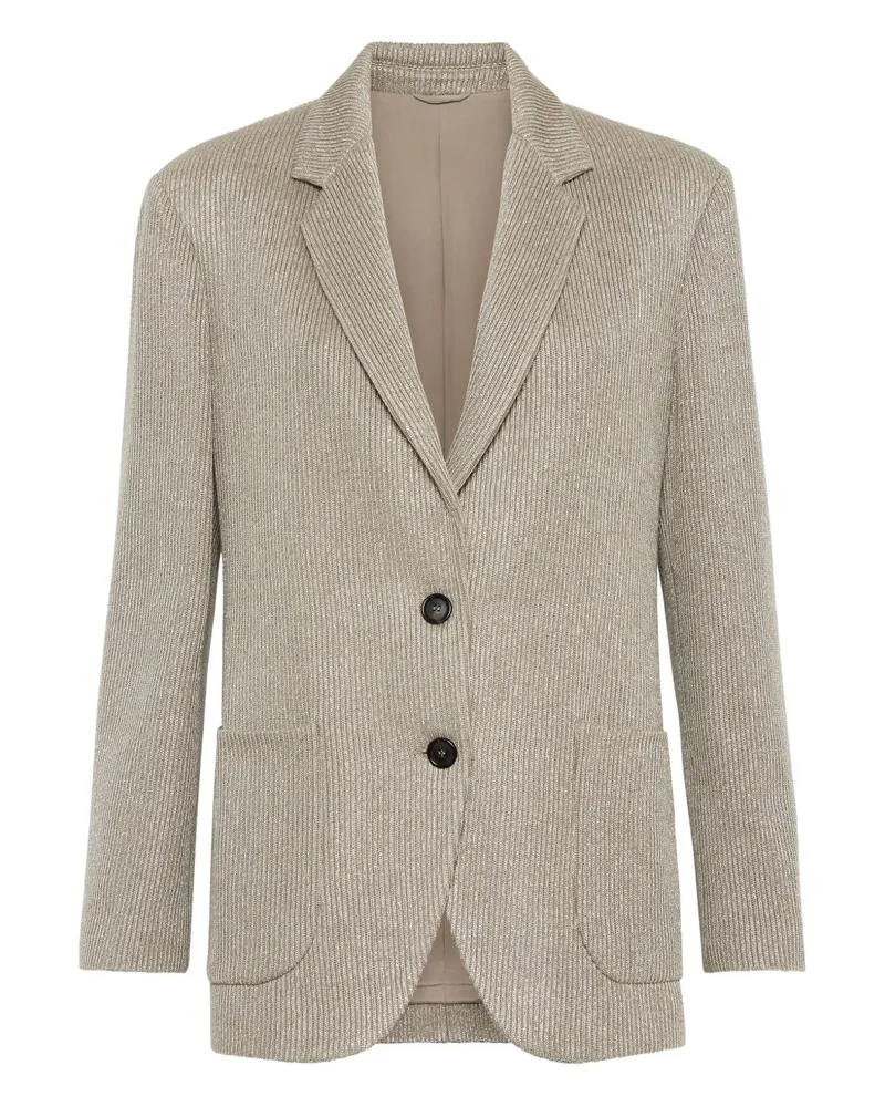 Brunello Cucinelli Cotton Single Breasted Jacke Beige
