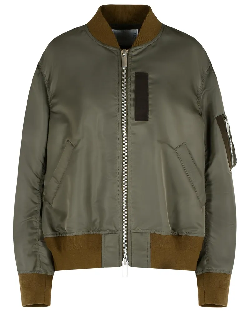 Sacai Taupe' Nylon -Bomberjacke Grey