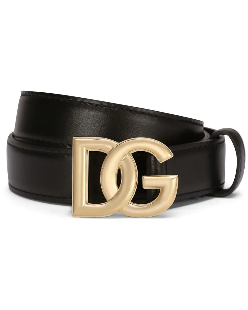 Dolce & Gabbana DG Logo Ledergürtel Black