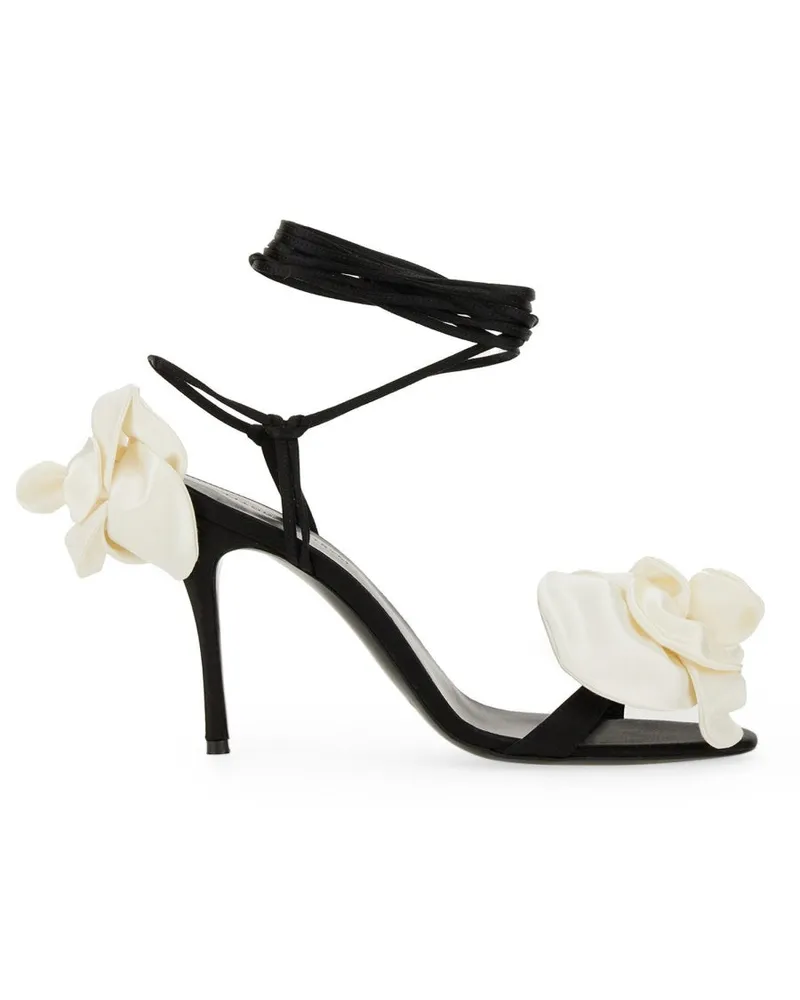 Magda Butrym Sandale mit zwei Blumen Black