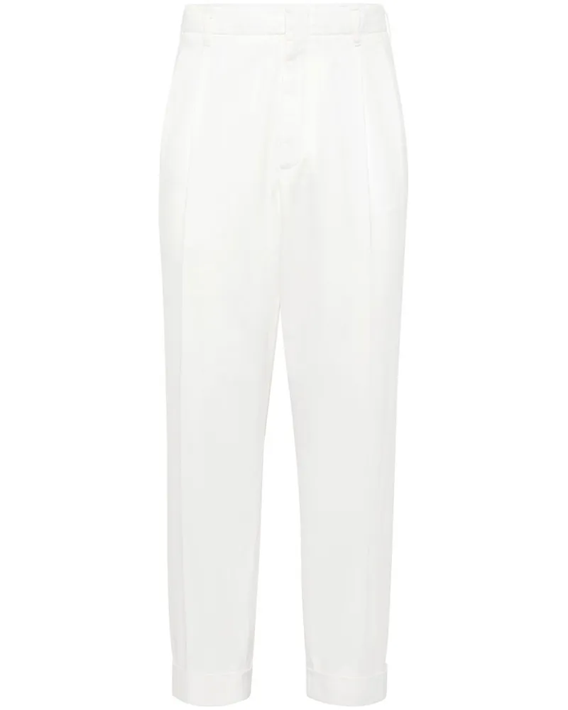 Brunello Cucinelli Schneiderin fit Baumwollhose White