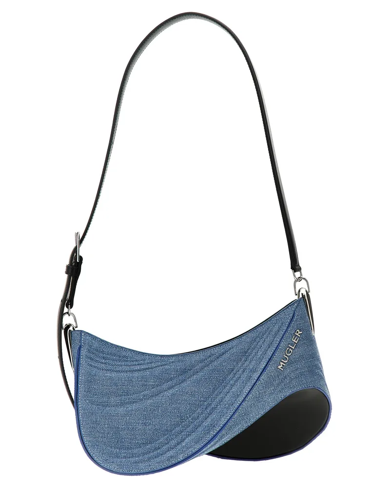 Thierry Mugler Medium Denim Spiral Curve 01' Umhängetasche Blau