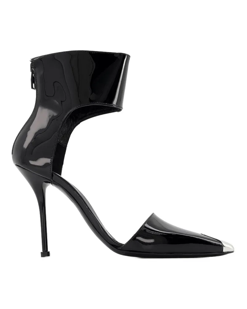 Alexander McQueen Sandalen in Schwarz/Silberleder Black