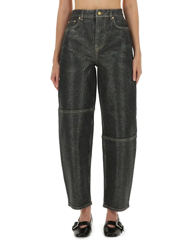 Ganni Stary" Jeans in funkelnder Folie Black
