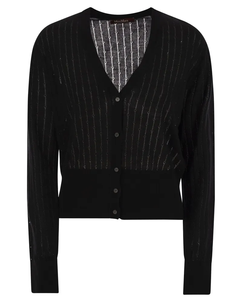 Max Mara Nogara Wolle und Seiden -Strickjacke mit Pailletten Black
