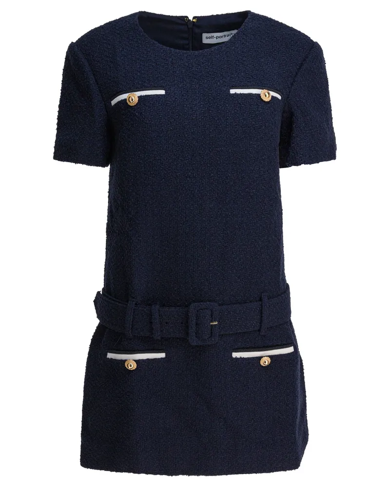 Self-Portrait Selbstporträt-Bouclé-Kleid Blue