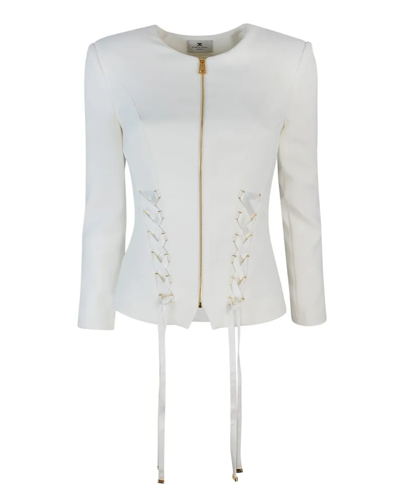 Elisabetta Franchi Giacca im Crêpe Con Lacci Criss Cross White