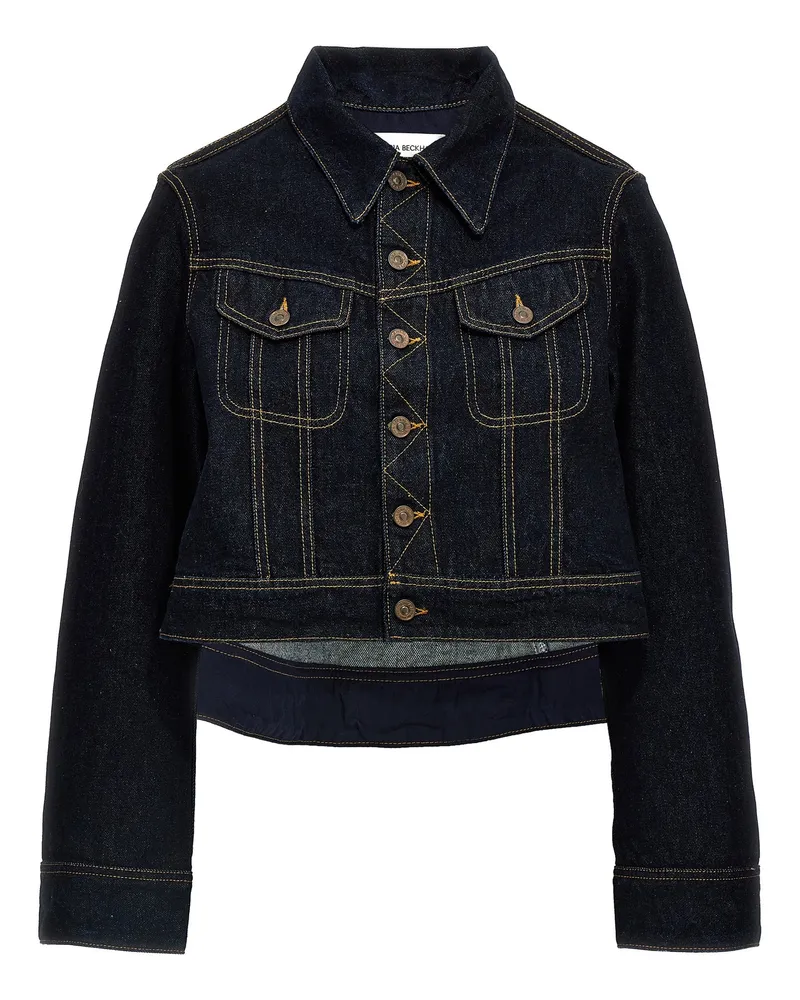 Victoria Beckham Denim Cropped Jacke Blue
