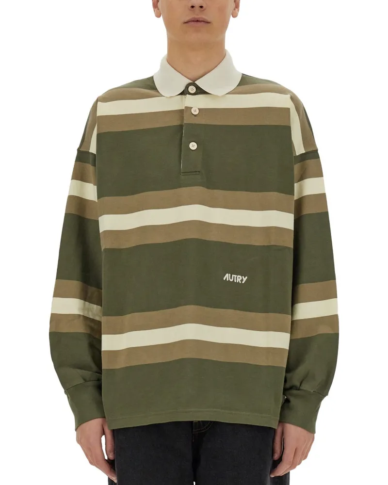 AUTRY Striped Polo Green