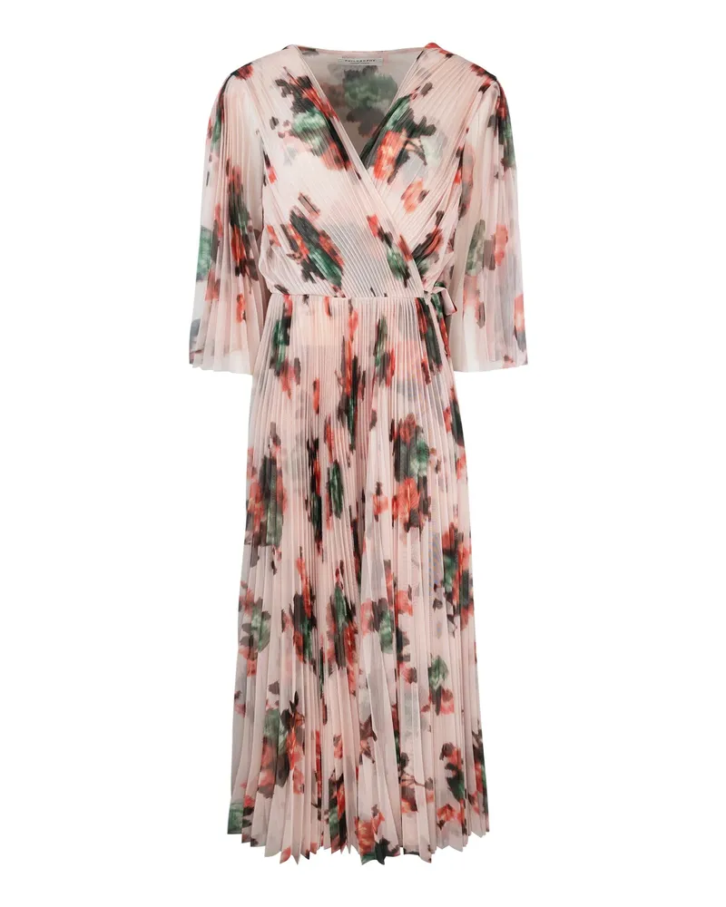 Philosophy Di Lorenzo Serafini Philosophie di Lorenzo Serafini Abito in Tulle Plissettato Con Stampa Fiori Rose