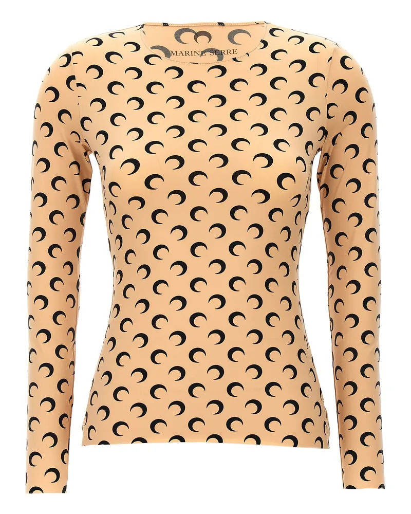 Marine Serre Moon Printed Jersey' Top Beige
