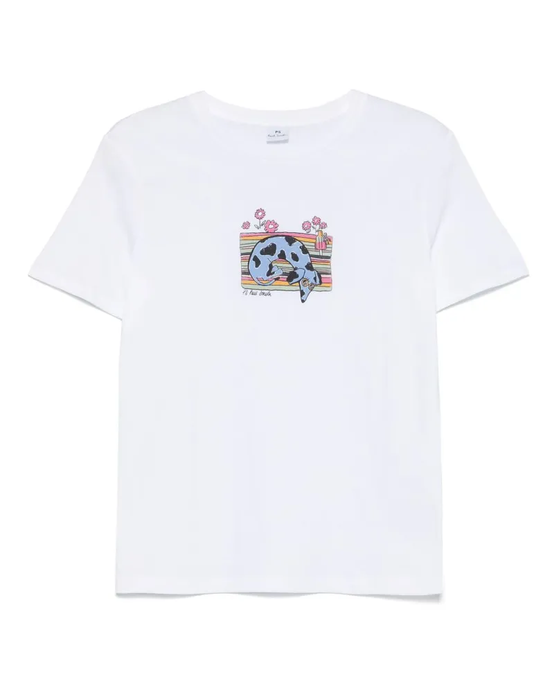 Paul Smith PS von Paul Smith Dog Umarmung Baumwoll -T -Shirt White