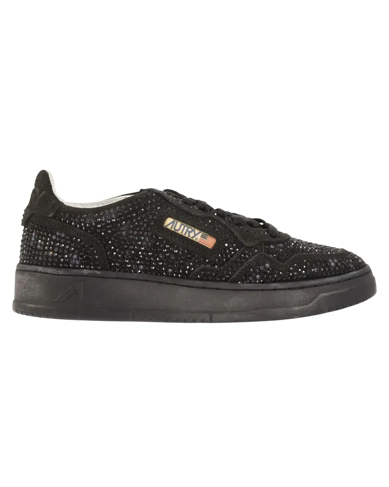 AUTRY Medalist Low Wildleder-Sneaker mit Strasssteinen Black