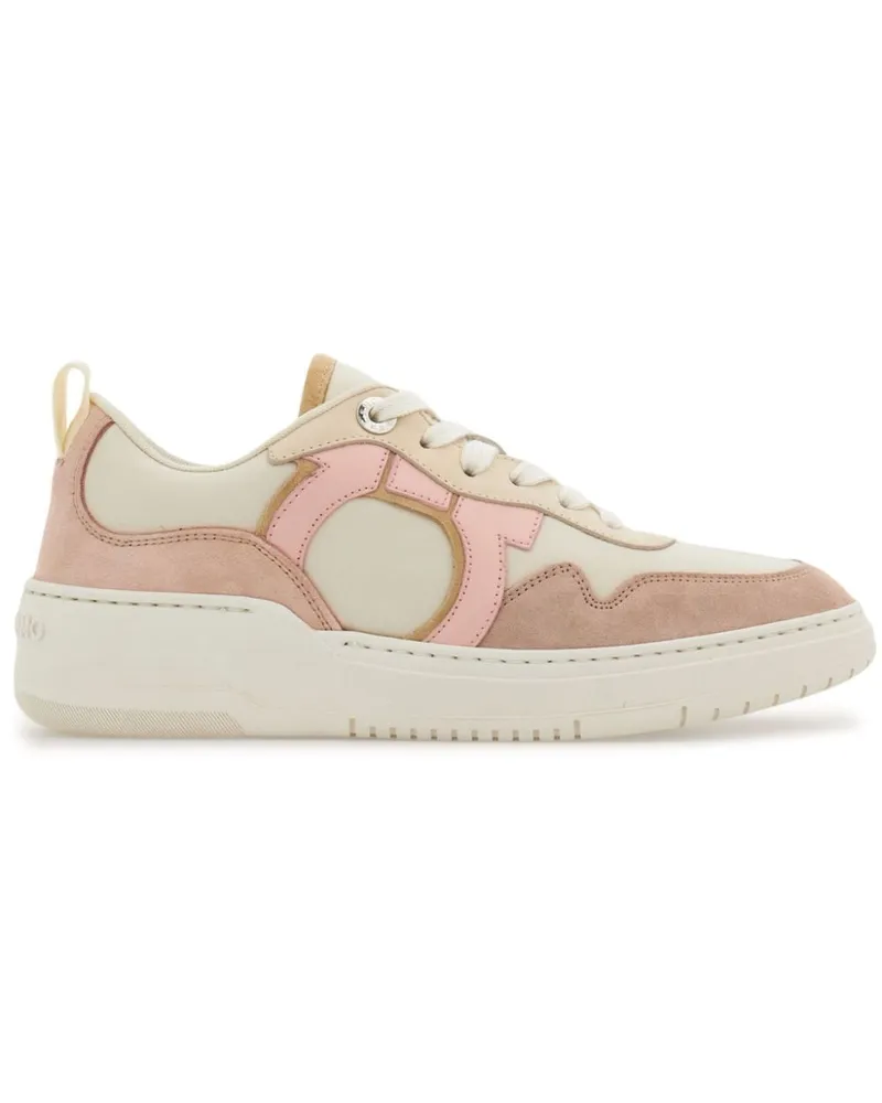 Ferragamo Gancini Leder -Turnschuhe Powder