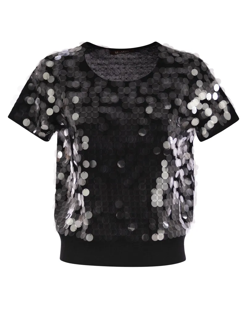 Max Mara Saio Wool Wollpullover mit Pailletten Black