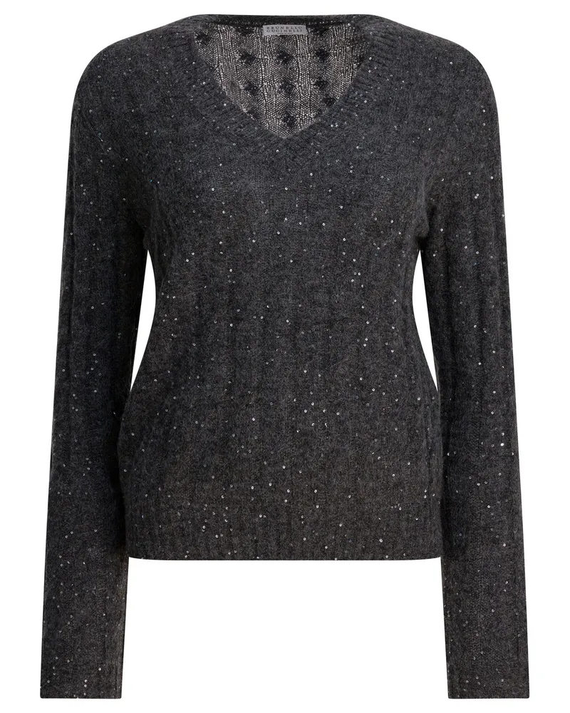 Brunello Cucinelli Dazzling Cable“ Pullover Blue