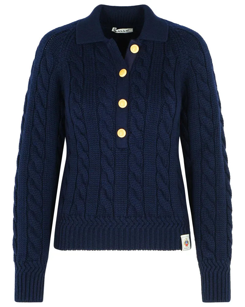 Bally Extrafine Navy Merino Wollpullover Navy