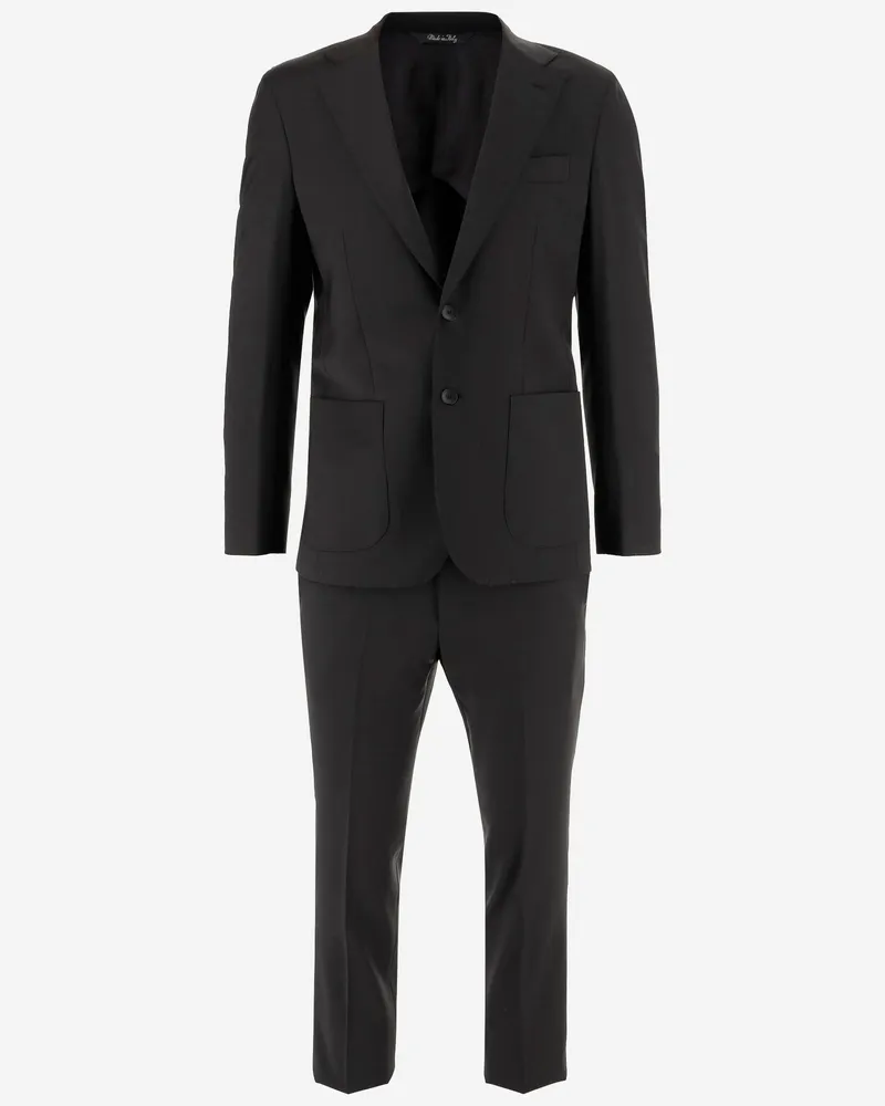 Brian Dales Stretch Woll Canvas Kleid Black