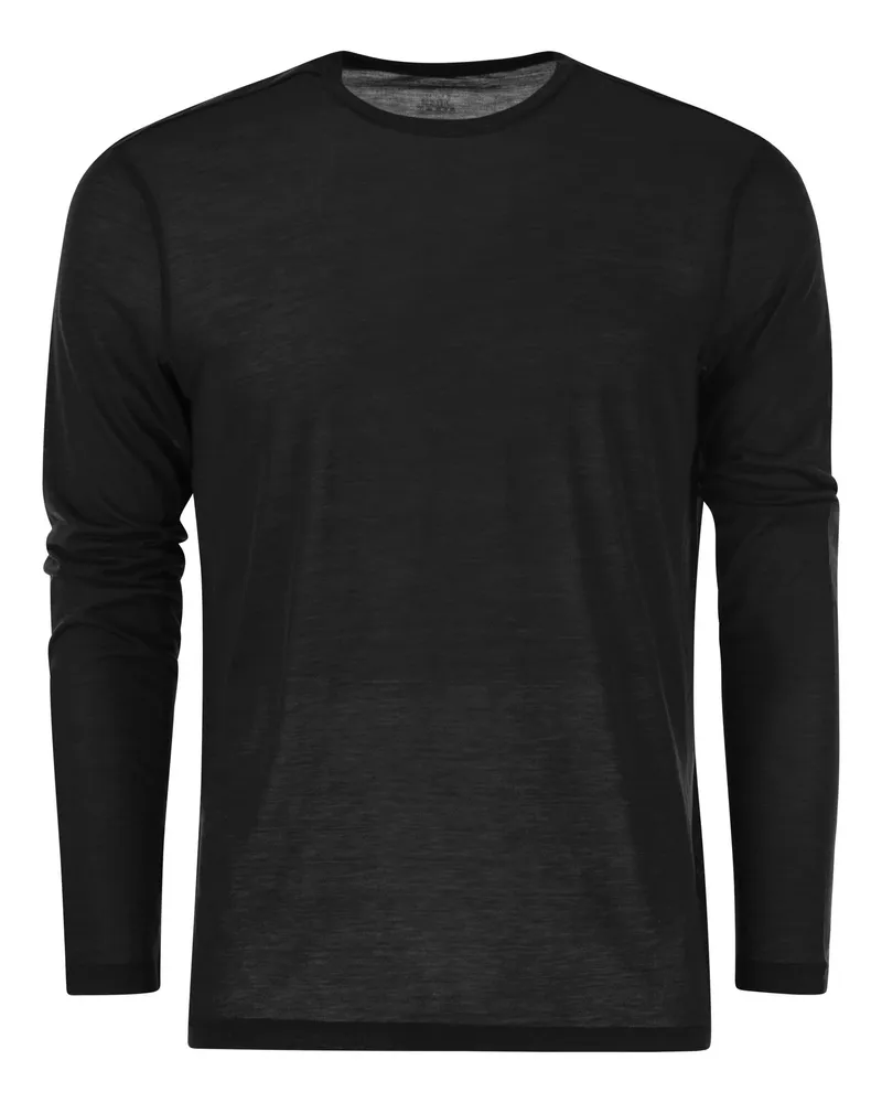 Majestic Crew Neck T -Shirt in Seide und Baumwolle Navy