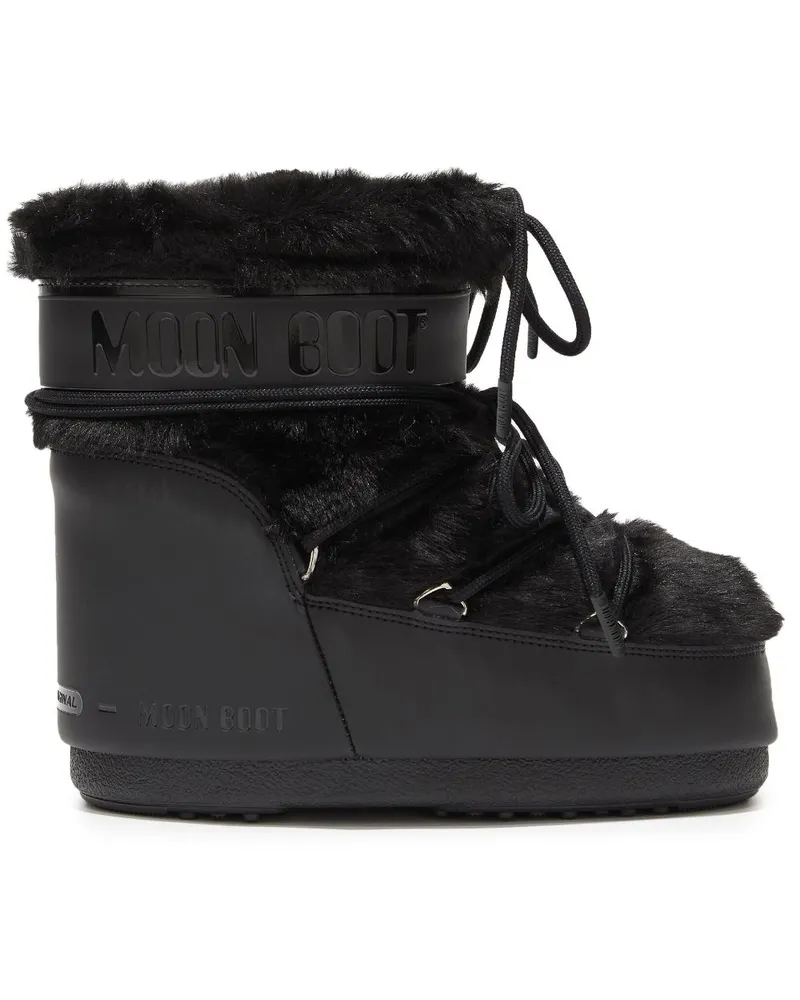 Moon Boot Icon Niedrige Kunstpelzstiefel Black