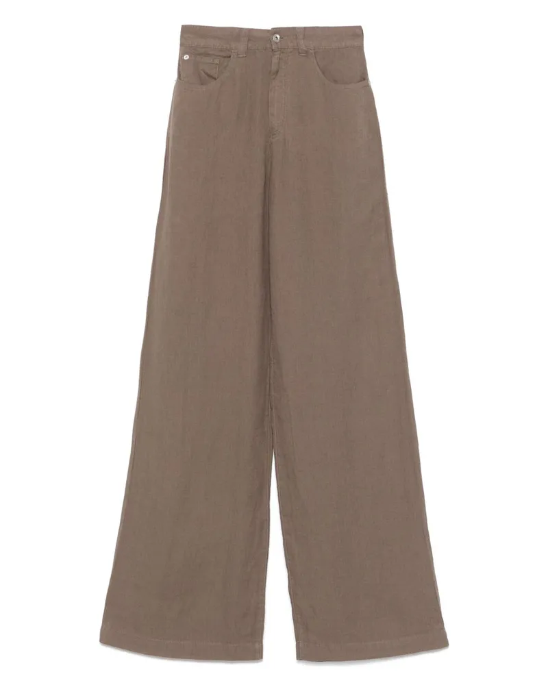 Emporio Armani Wide Lein -Leinenhose Brown