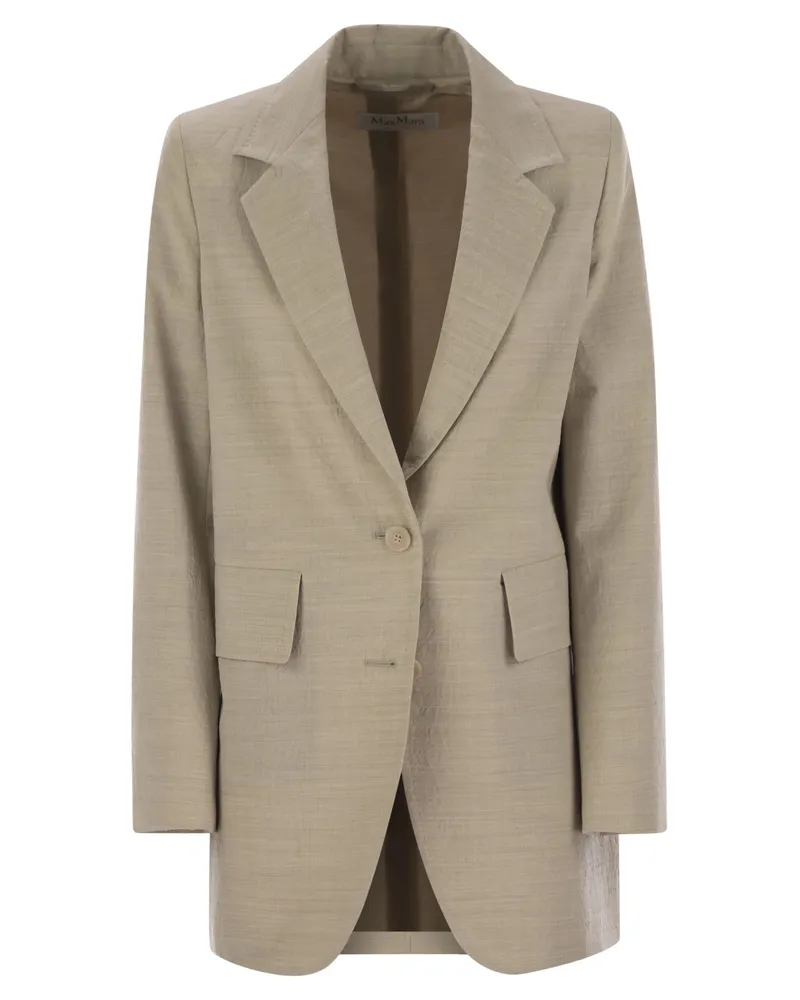Max Mara Acacia1234 Single Breasted Woll Canvas Blazer Beige