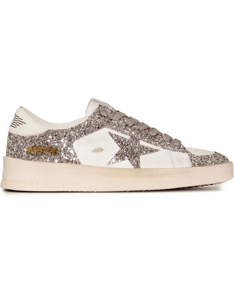 Golden Goose Golden Gans Stardan Leder -Turnschuhe Silver