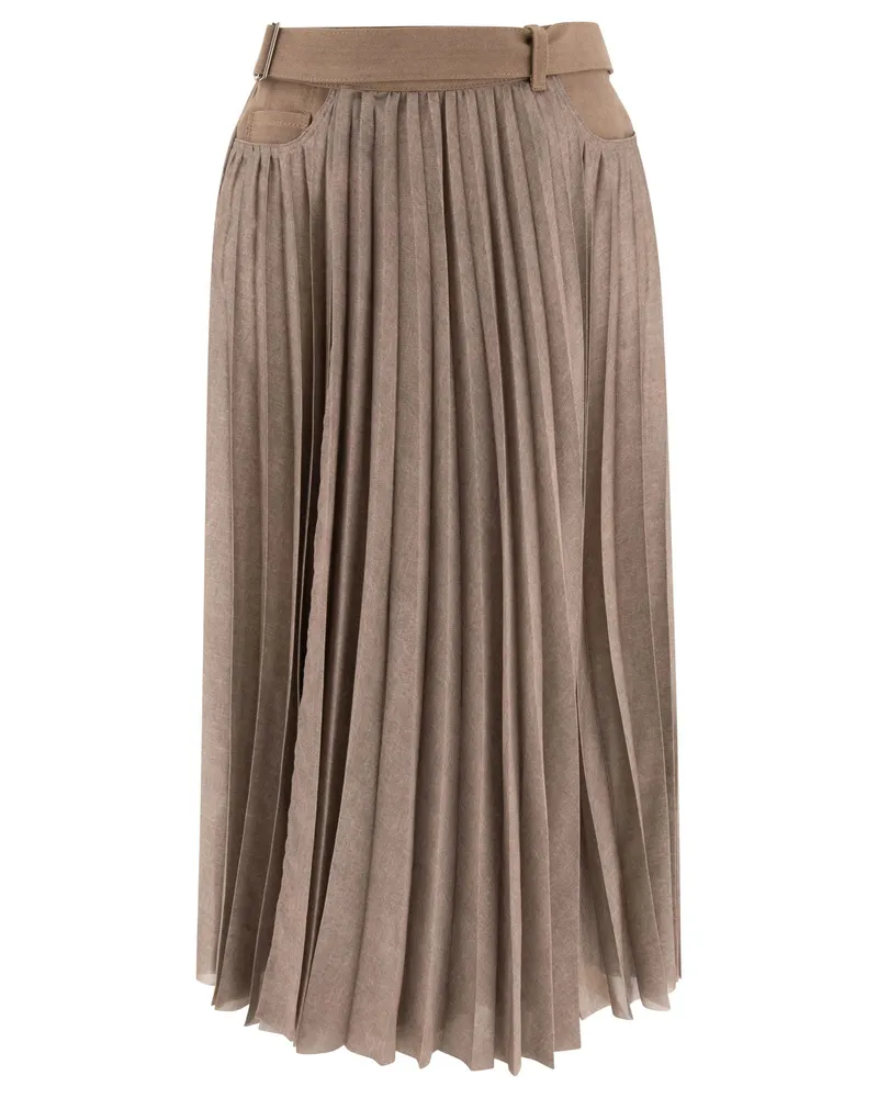 Sacai Faltenrock Beige