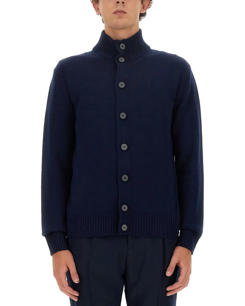 Ballantyne Turtleneck Cardigan Blue