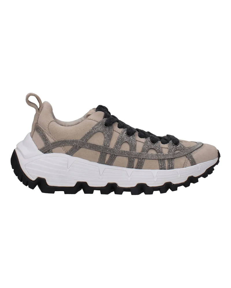 Brunello Cucinelli Sneakers Vibram Damens Wildleder Beige -