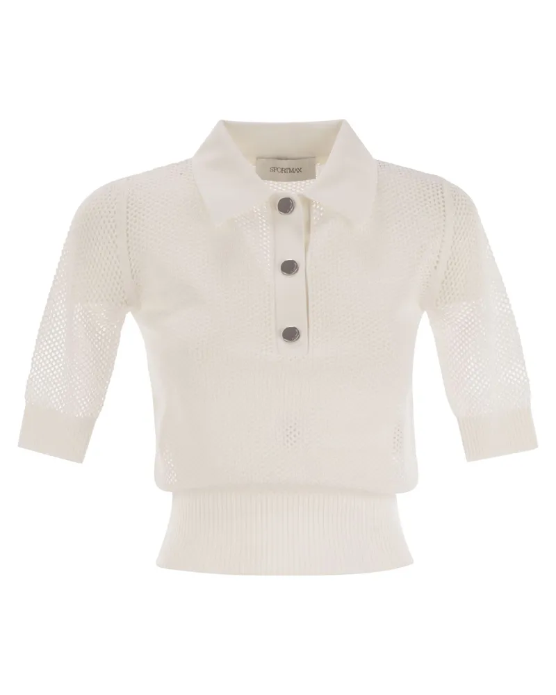 SPORTMAX Casta Mesh Strick Poloshirt White