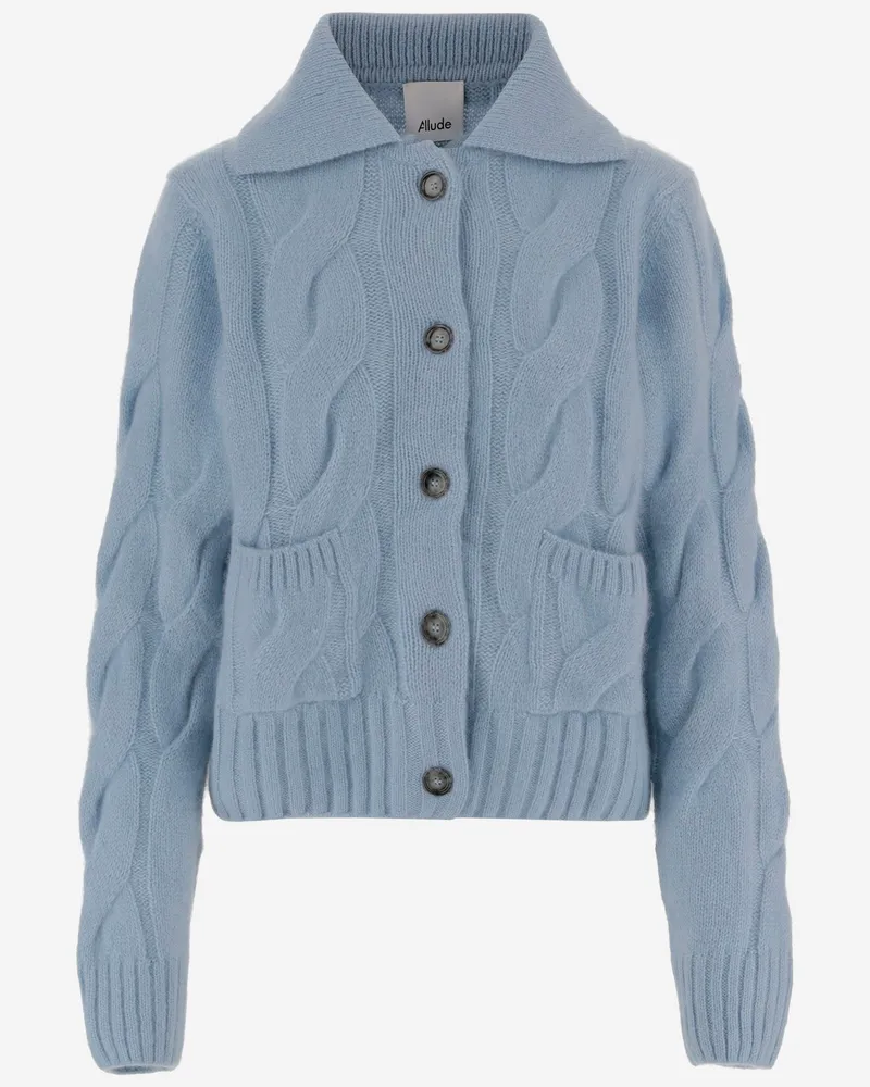 ALLUDE Gegen Kaschmir und Seiden -Strickjacke mit geflochtenem Muster anspielend Clear