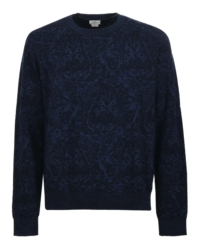 Etro Pullover in einer Mischung aus Baumwolle und Wolle Jacquard Blue
