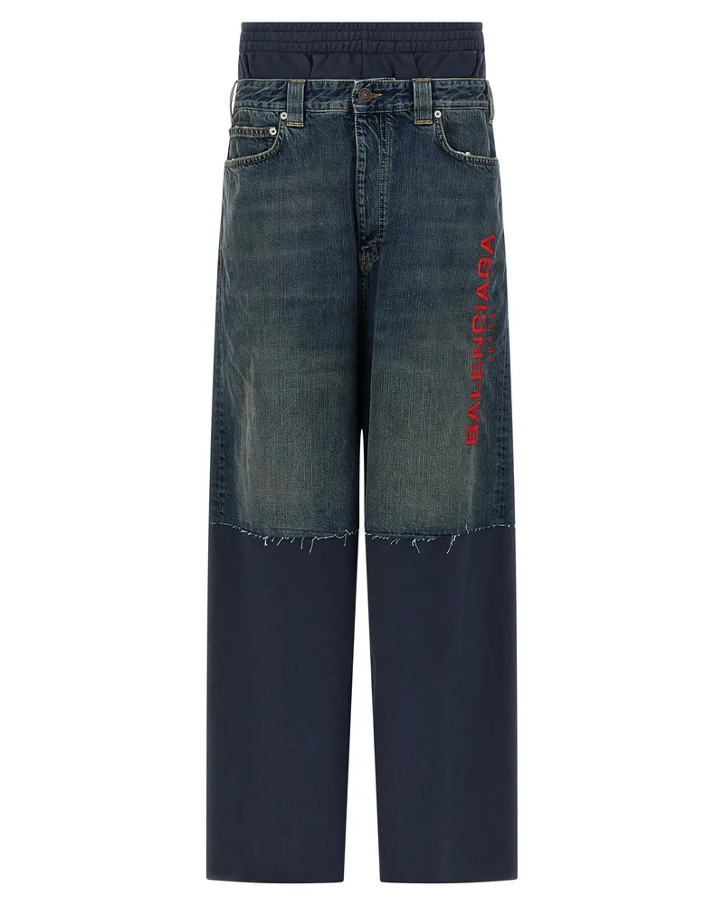 Balenciaga Jeans-Einsatz-Jogginghose Blue