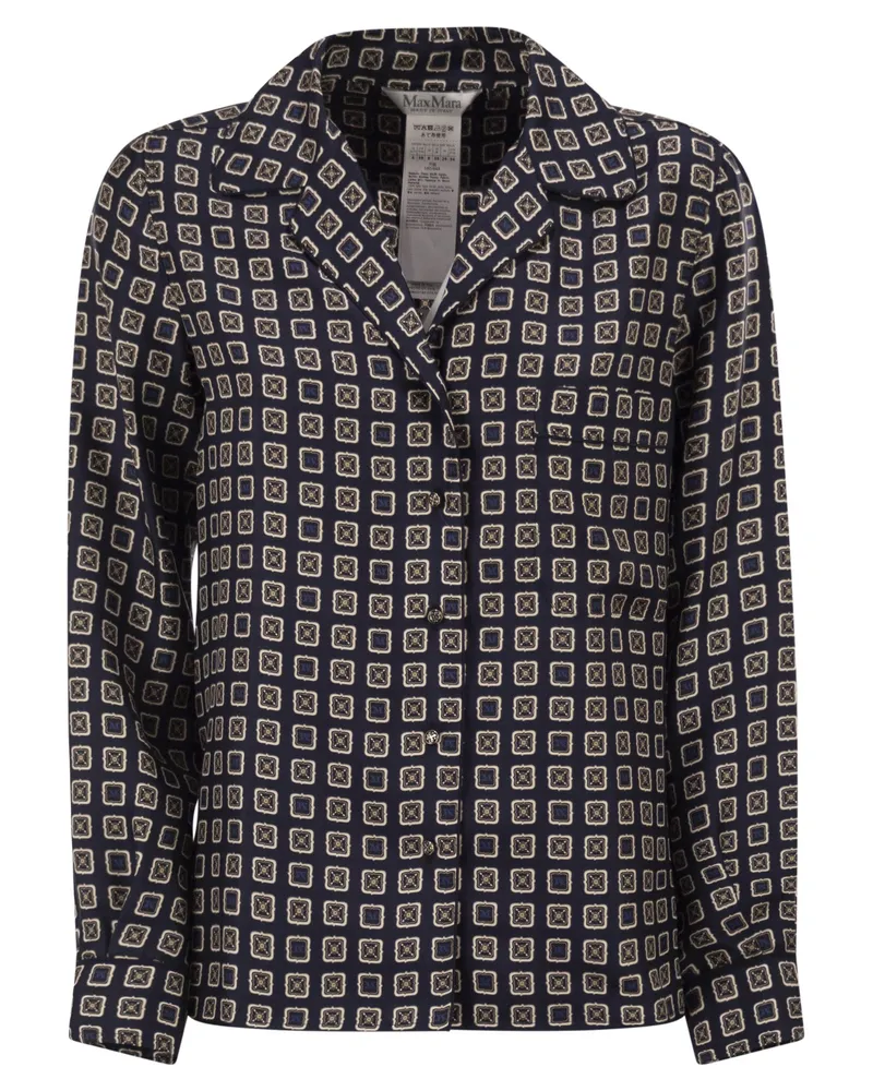 Max Mara Mxmdisco halb tailliertes, bedrucktes Seidenhemd Blue
