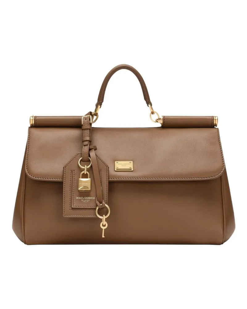 Dolce & Gabbana Sizilien weiche Lederhandtasche Brown