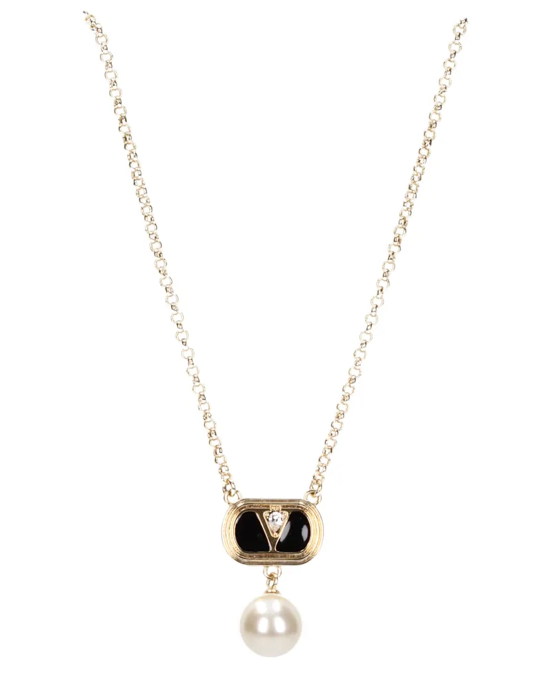 Valentino Garavani Damens Halsketten Gold/Schwarzes Metall -