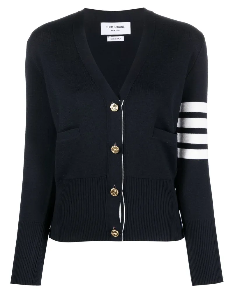 Thom Browne 4 Bar Wolle Strickjacke Blue
