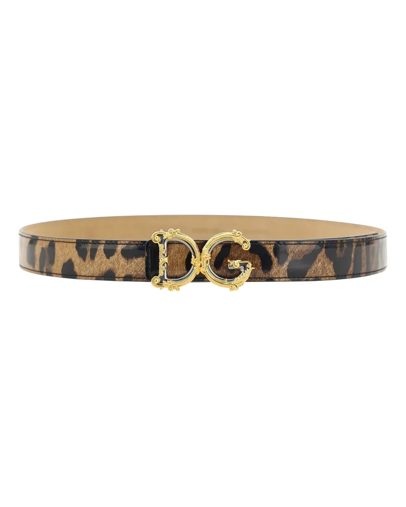 Dolce & Gabbana Leder -Logogürtel Braun