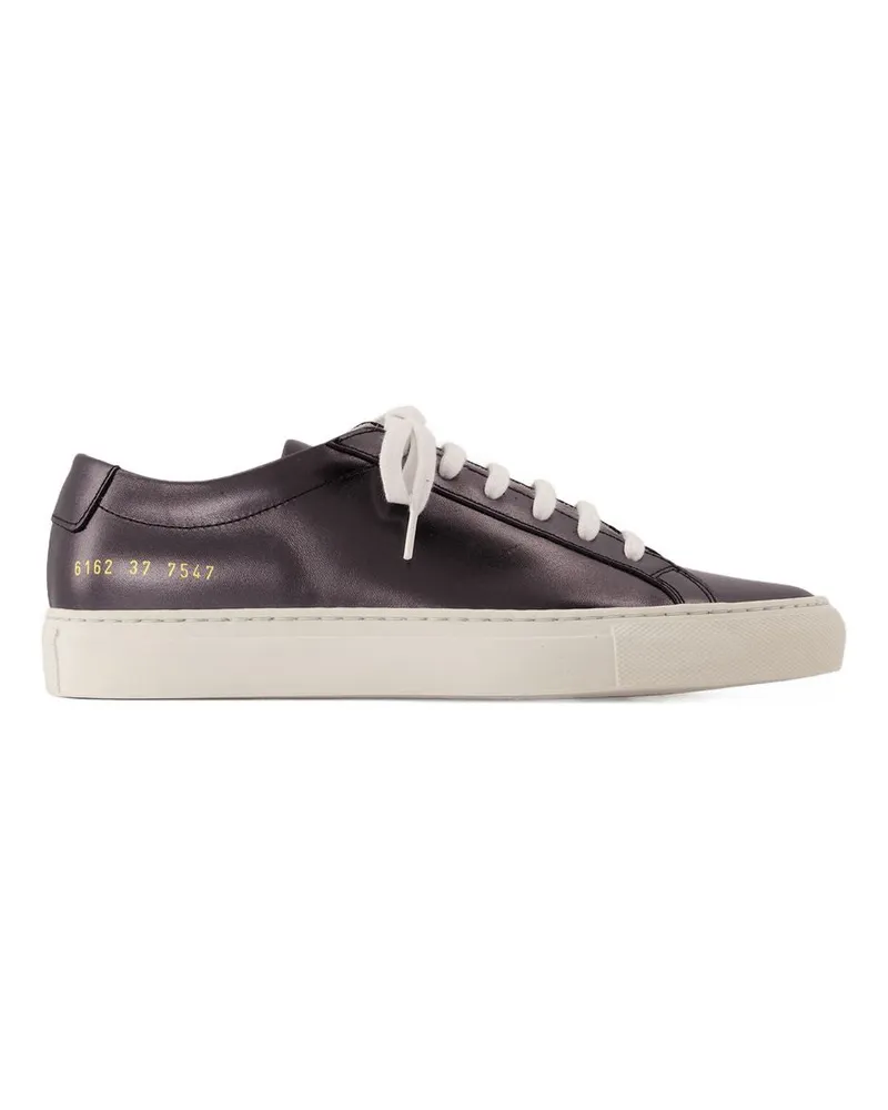 Common Projects Achilles glänzende Turnschuhe gemeinsame Projekte Leder schwarz Black