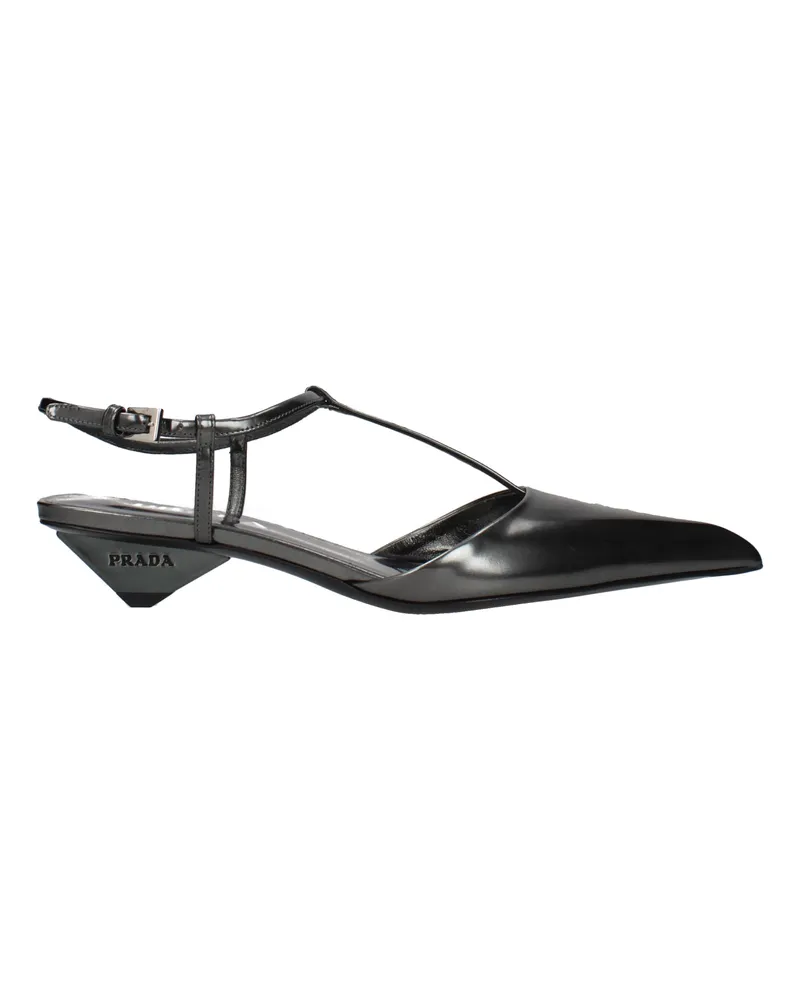 Prada Damens Sandalen aus grauem/anthrazitfarbenem Leder -