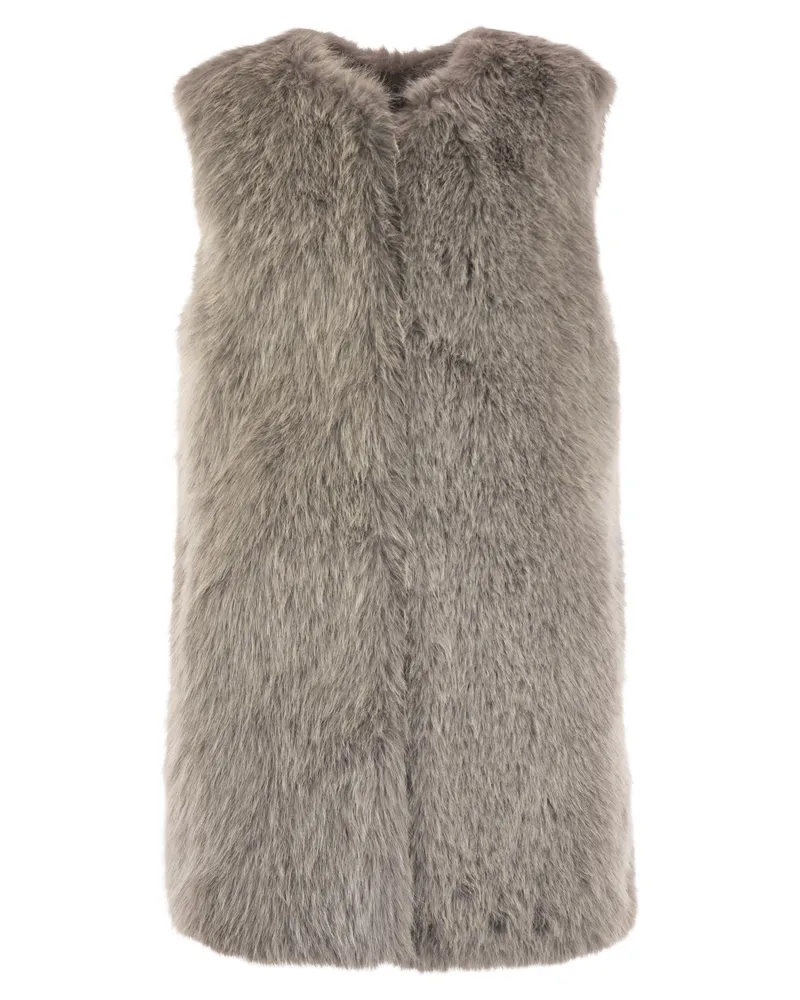 Herno Cruelty Free Fur Sleeve Coat Beige