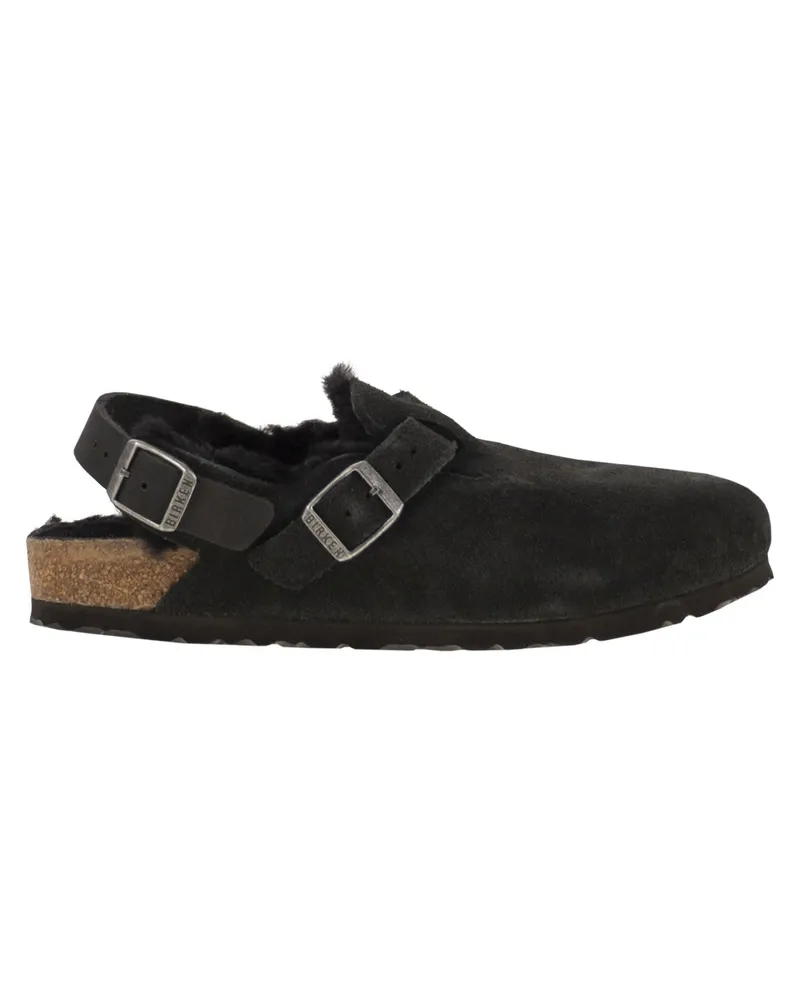 Birkenstock Tokio Hausschuhe aus Wildleder und Lammfell Black
