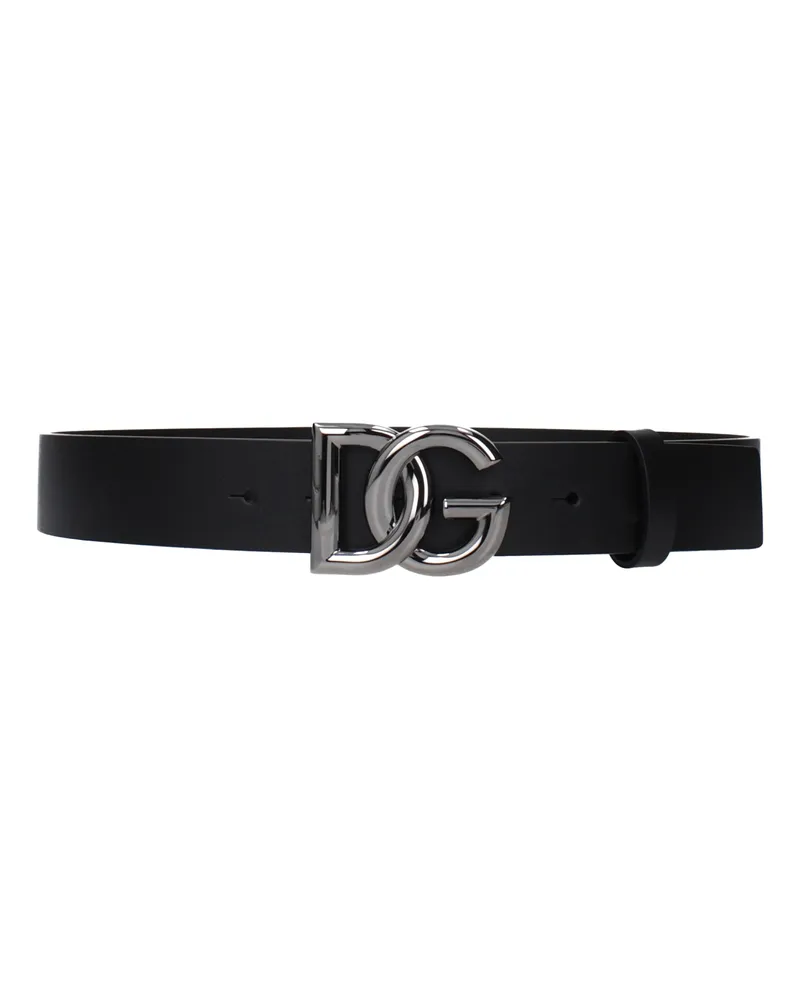 Dolce & Gabbana Männer 's Ledergürtel schwarz/silber -