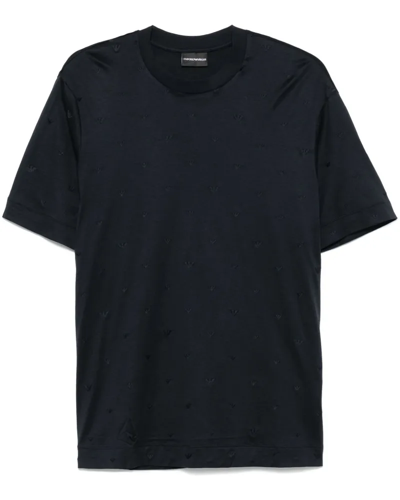 Emporio Armani Allover Logo T -Shirt Blue