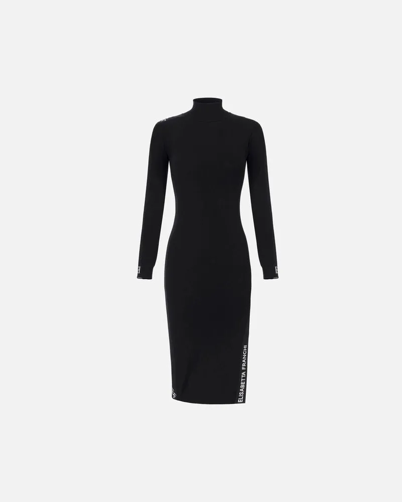 Elisabetta Franchi Rollkragenpulloverkleid Nero